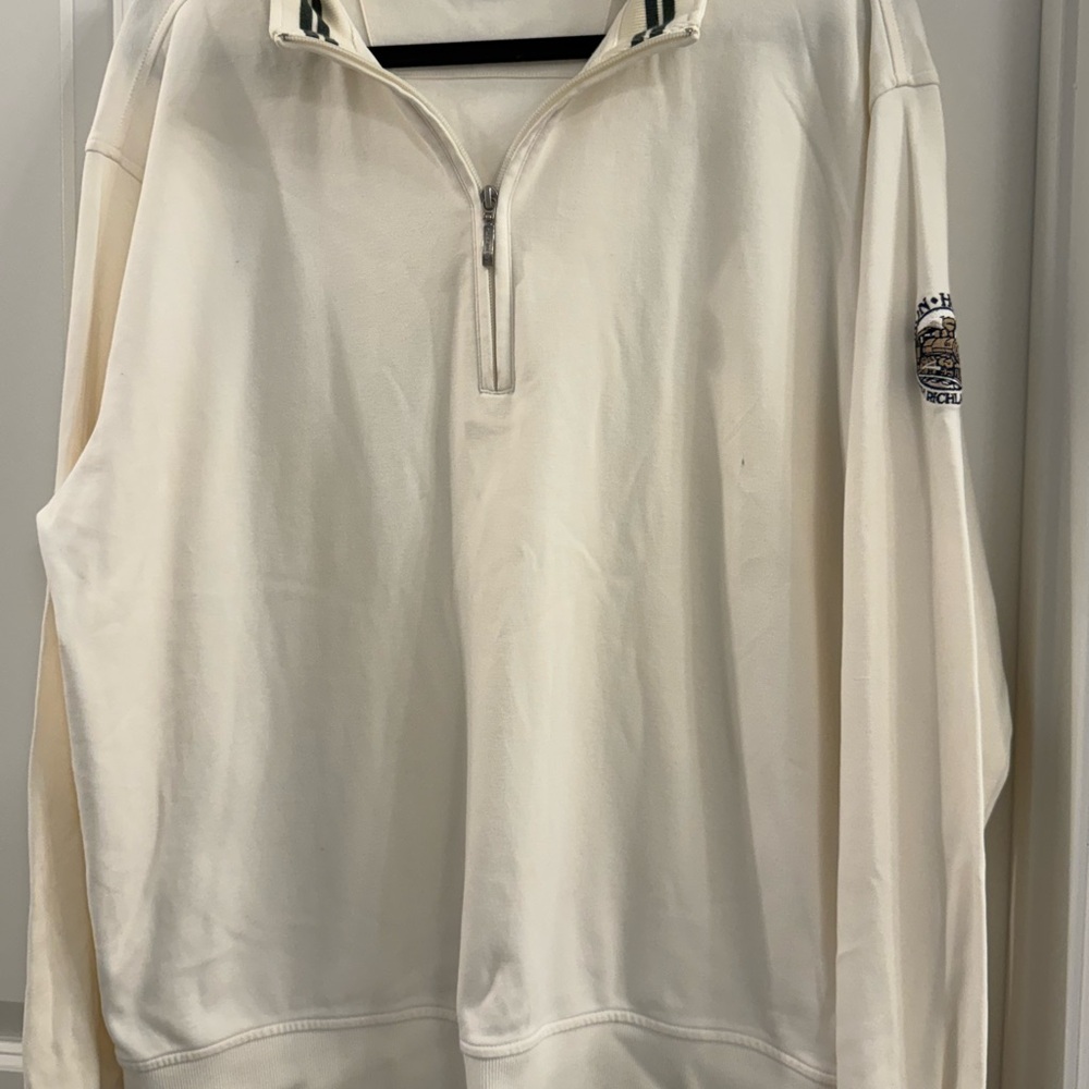Ashworth Men's Cream Quarter Zip-Up Sweater